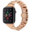 Per Apple Watch 46mm / 49mm / 45mm / 44mm Fibbia a farfalla Nuovo cinturino in acciaio inossidabile a cinque perle (oro rosa)