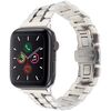 Per Apple Watch 42mm / 41mm / 40mm / 38mm Fibbia a farfalla Nuovo cinturino in acciaio inossidabile a cinque perle (argento nero)