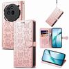 Custodia per telefono For Nothing Phone 3a in pelle goffrata con motivo a gatto e cane (oro rosa)