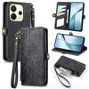 Per Redmi Note 14 4G 163,25 mm Custodia per telefono in pelle con cerniera geometrica e fibbia laterale (nero)