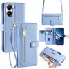 Per Redmi Turbo 4 Custodia per telefono in pelle con cerniera a tracolla e texture di pecora (blu)