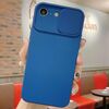 Per iPhone 16e Custodia per telefono in silicone liquido TPU con protezione per fotocamera scorrevole (blu navy)