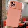 Per iPhone 16 Pro Max Custodia per telefono in silicone liquido TPU con protezione per fotocamera scorrevole (rosa arancione)