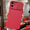 Per iPhone 16 Custodia per telefono in silicone liquido TPU con protezione per fotocamera scorrevole (rosso)