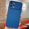 Per iPhone 15 Pro Custodia per telefono in silicone liquido TPU con protezione per fotocamera scorrevole (blu navy)