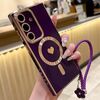 Per Samsung Galaxy S25+ 5G Pupil Side Heart MagSafe Custodia per telefono galvanica con cordino (viola scuro)