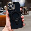 Per iPhone 13 Pro Max Custodia per telefono con supporto in metallo elettroplaccato tinta unita (nero)