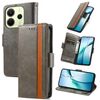 Per Redmi Note 14 4G 163,25 mm CaseNeo Splicing Dual Magnetic Buckle Custodia in pelle per telefono (grigio)