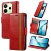 Per Redmi Note 14 4G 163,25 mm CaseNeo Splicing Dual Magnetic Buckle Custodia in pelle per telefono (rosso)