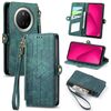 Per Huawei Mate 70 Custodia per telefono in pelle con fibbia laterale e cerniera geometrica (verde)