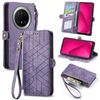 Per Huawei Mate 70 Pro Custodia per telefono in pelle con fibbia laterale e cerniera geometrica (viola)