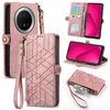 Per Huawei Mate 70 Pro+ Custodia per telefono in pelle con fibbia laterale e cerniera geometrica (rosa)