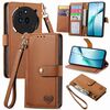 Per Nothing Phone 3a Pro Love Zipper Lanyard Custodia in pelle per telefono (marrone)