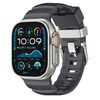 Per Apple Watch 46mm / 49mm / 45mm / 44mm Cinturino per orologio in fluorogomma con fibbia in titanio Field Path (nero)