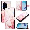 Custodia in pelle con motivo in marmo per Honor 400 PT003 (oro rosa)