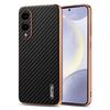 Per Samsung Galaxy S25 Edge 5G AZNS Custodia per telefono con trama in fibra di carbonio con bordo elettrolitico (nero)