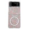 Custodia per telefono MagSafe con texture a conchiglia perlescente per Samsung Galaxy Z Flip4 (rosa verde)
