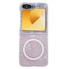 Custodia per telefono MagSafe con texture a conchiglia perlescente per Samsung Galaxy Z Flip5 (rosa)