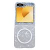 Custodia per telefono MagSafe con texture a conchiglia perlescente per Samsung Galaxy Z Flip6 (bianca)