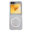 Custodia per telefono MagSafe con texture a conchiglia perlescente per Samsung Galaxy Z Flip6 (beige)