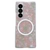 Custodia per telefono MagSafe con texture a conchiglia perlescente per Samsung Galaxy Z Fold5 (rosa verde)
