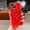 Per iPhone 15 Charm Eye Custodia per telefono con supporto in metallo galvanico (rosso)