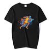 Maglietta a maniche corte con scollo rotondo e stampa con giocatore di basket, stampa su richiesta, taglia: XXXL (nero)