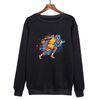 Felpa girocollo casual larga con stampa giocatore di basket, stampa su richiesta, taglia: XL (nero)