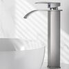 Rubinetto per lavabo a cascata in acciaio inox, miscelatore per acqua calda/fredda per lavabo, specifiche: grigio acciaio alto