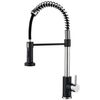 Rubinetto a molla estraibile per cucina, uscita acqua doppia, miscelatore acqua calda/fredda (nero spazzolato)