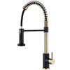 Rubinetto a molla estraibile per cucina, doppia modalità di uscita dell'acqua, miscelatore per acqua calda/fredda (nero + oro)