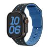Per Apple Watch 42mm / 41mm / 40mm / 38mm Cinturino in silicone con fibbia inversa a tre colori (nero blu)