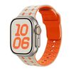 Per Apple Watch 42mm / 41mm / 40mm / 38mm Cinturino in silicone con fibbia inversa a tre colori (arancione chiaro)