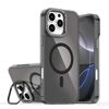 Per iPhone 16 Pro Max Plating Gradient Discolor Custodia per telefono MagSafe con supporto (nero)