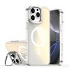 Per iPhone 16 Pro Max Plating Gradient Discolor Custodia per telefono MagSafe con supporto (bianco)