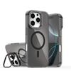 Per iPhone 16 Pro Plating Gradient Discolor Custodia per telefono MagSafe con supporto (nero)