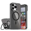 Per iPhone 15 Pro Max Plating Gradient Discolor Custodia per telefono MagSafe con supporto (nero)
