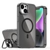 Per iPhone 14 Plating Gradient Discolor Custodia per telefono MagSafe con supporto (nero)