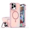 Per iPhone 13 Pro Plating Gradient Discolor Custodia per telefono MagSafe con supporto (rosa)
