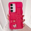 Per Samsung Galaxy S23+ 5G Custodia per telefono con cinturino in pelle Love Holder Card Bag (rosso rosa)