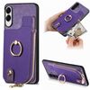 Per Samsung Galaxy S25 Edge 5G Custodia per telefono con cerniera verticale e anello in pelle incrociata (viola)