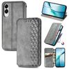 Per Samsung Galaxy S25 Edge 5G Custodia per telefono in pelle magnetica pressata a griglia cubica (grigio)