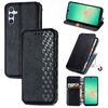 Per Samsung Galaxy A26 5G Custodia per telefono in pelle magnetica pressata a griglia cubica (nera)