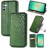 Per Samsung Galaxy A26 5G Custodia per telefono in pelle magnetica pressata a griglia cubica (verde)