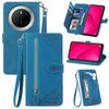 Per Huawei Mate 70 Custodia in pelle con cerniera e motivo floreale in rilievo (blu)