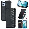 Per OPPO Reno13 Pro Custodia per telefono in pelle magnetica pressata a griglia cubica (nera)