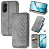 Per Xiaomi Poco X7 Pro Custodia per telefono in pelle magnetica pressata a griglia cubica (grigio)