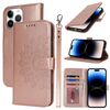 Per iPhone 14 Pro Custodia per telefono in pelle con stampa a doppia piega (oro rosa)