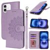 Per iPhone 16 Custodia per telefono in pelle con stampa a doppia piega (viola)