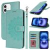 Per iPhone 16 Custodia per telefono in pelle con stampa a doppia piega (verde menta)